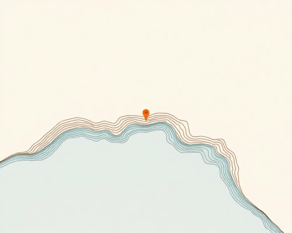 Illustrated topographic map of the lakeshore